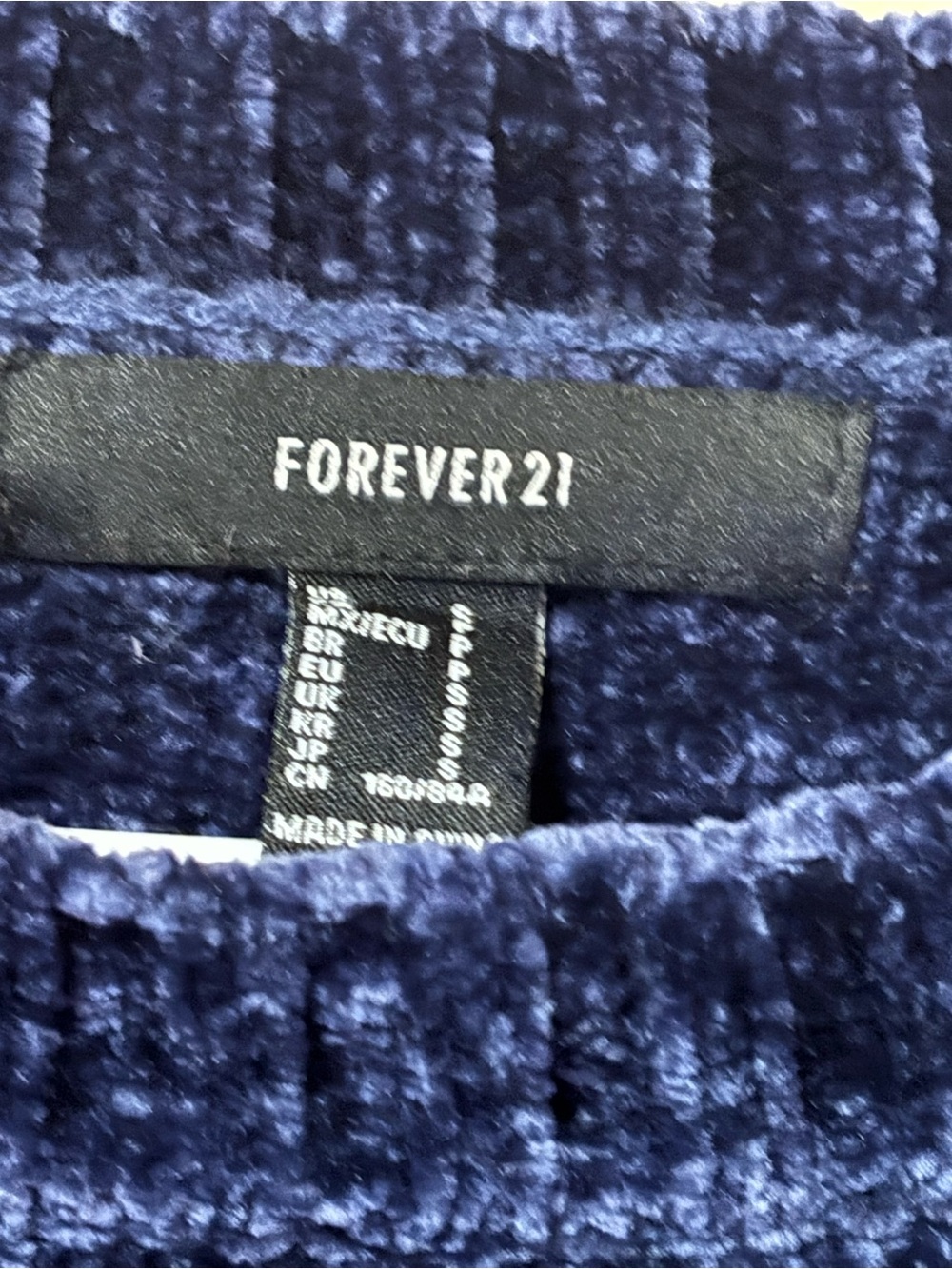 Forever 21 Plush Chenille Crewneck Sweater - Navy Blue - Picture 4 of 4
